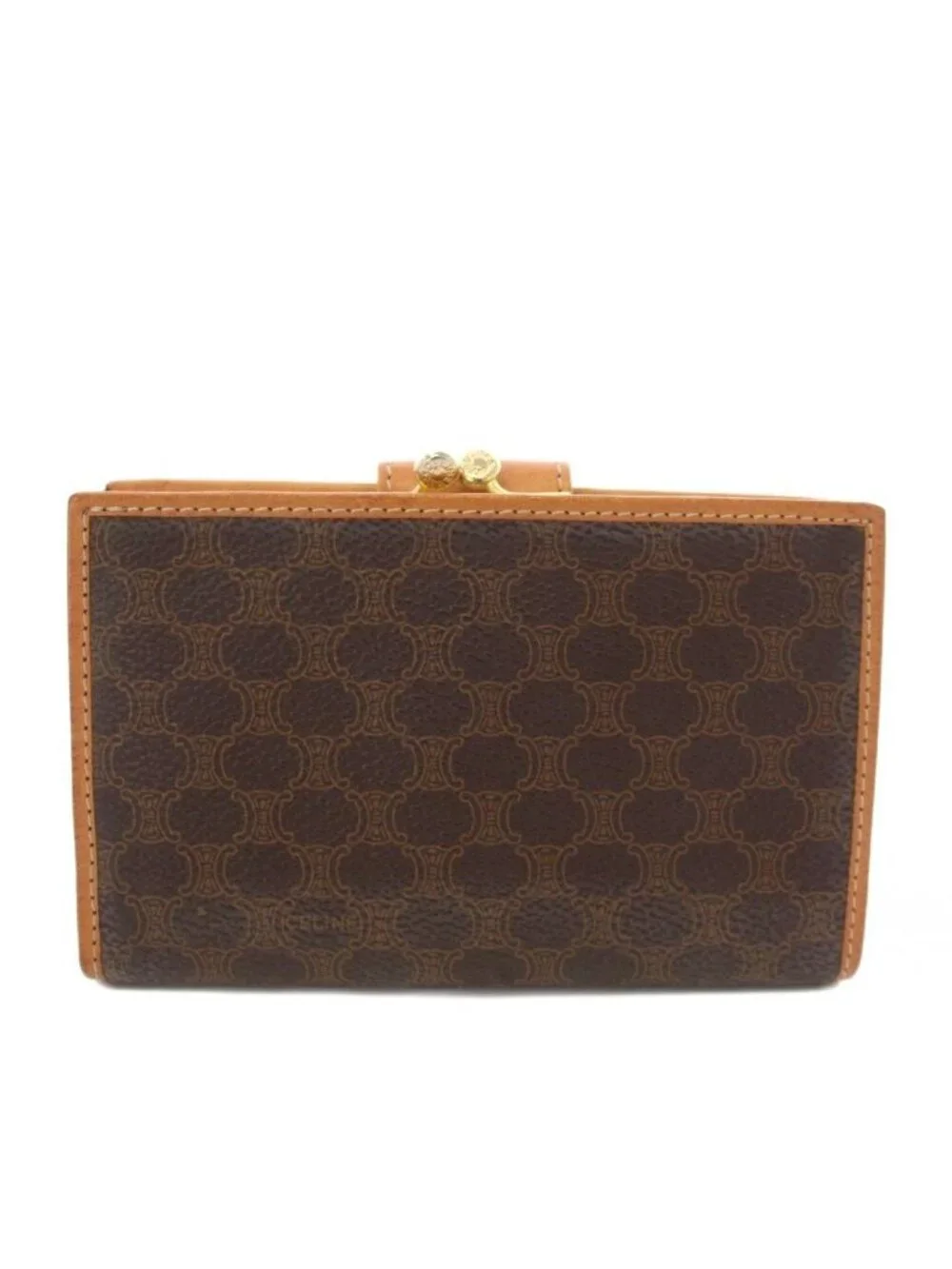 Celine Macadam Kiss Lock Bifold Wallet Brown TK 49
